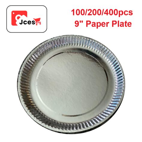 Silver Paper Plate 9 Inches 100200400pcs Laminated Disposable Plates