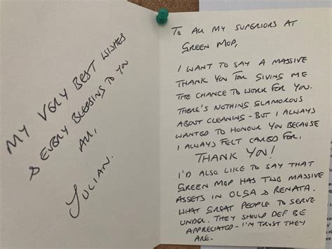 Farewell Card From Green Mopper Julian Green Mop