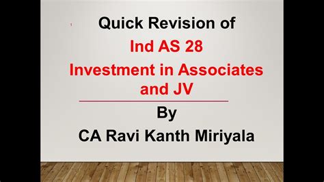 Quick Revision Ind As Investment In Associates Or Jv Ca Ravi Kanth