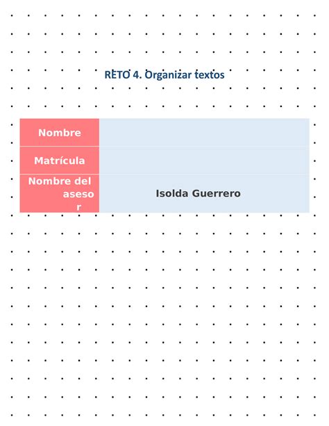 Reto Cuatro De La Unidad Uveg Taller De Lectura Reto Organizar