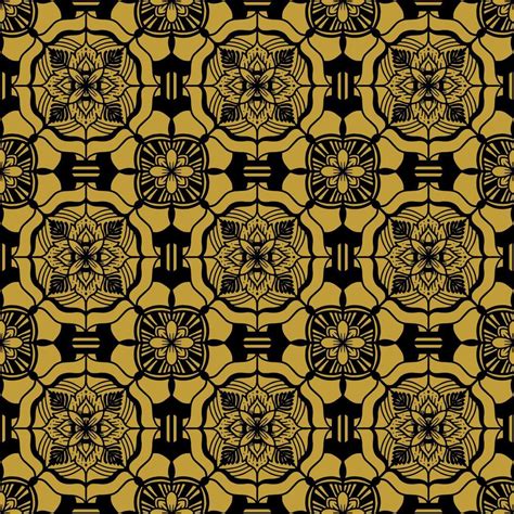 seamless pattern black and gold flower pattern in vintage mandala style ...