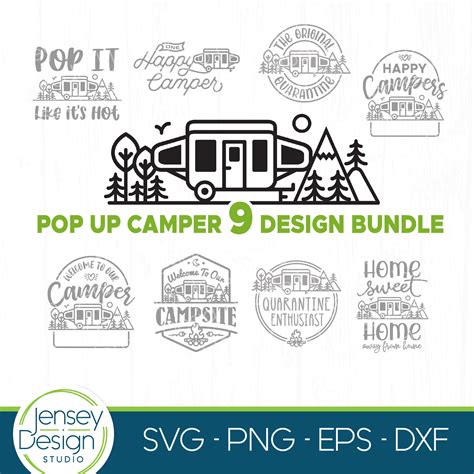 Pop Up Camper Svg Bundle Camping Bucket Cut Files For Cricut Etsy