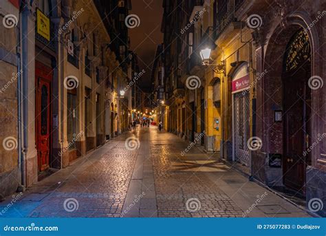 Bilbao, Spain, June 2, 2022: Nightlife on a Street at Bilbao, Sp ...