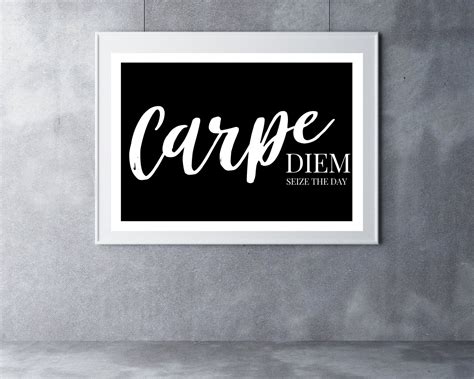 Carpe Diem Wall Art Poster Minimal White Artwork