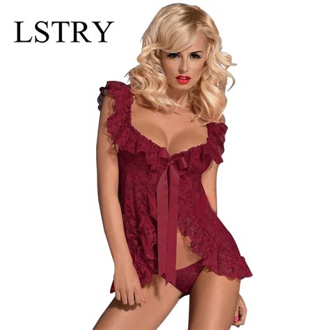 Nova Sexy Mulher Renda Lingerie Sexy Vestido Frente Aberto Noite Roupa Interior Perspectiva