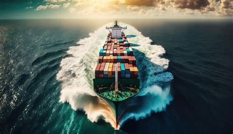 Premium AI Image A Cargo Ship Navigating The Open Sea For