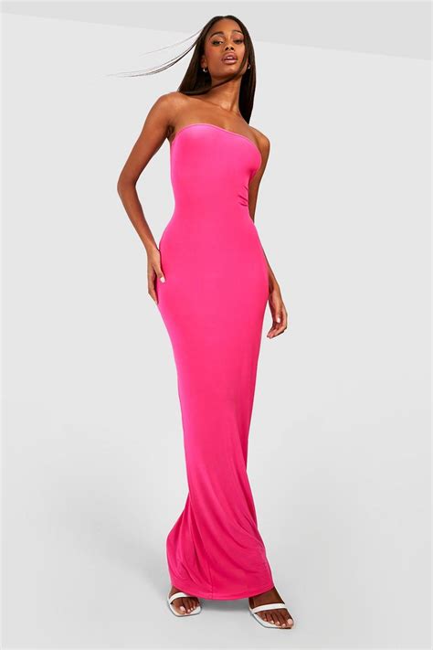 Premium Heavy Weight Slinky Bandeau Maxi Dress Boohoo Uk