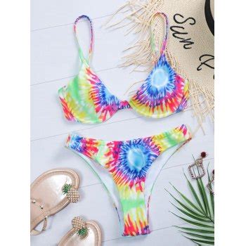 Emmiol Free Shipping 2025 Multi Tie Dye Bikini Set Multicolorple Colors S In Bikini Sets Online