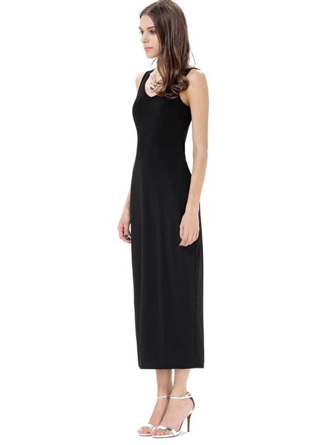 Black Sleeveless Slim Split Maxi Dress Sheinsheinside