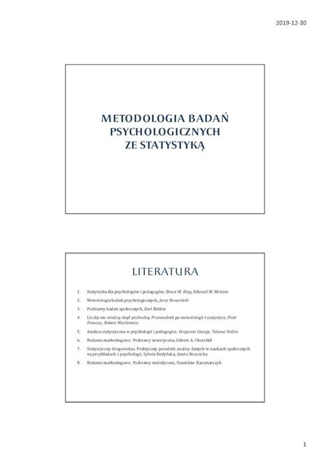 Pdf Metodologia Bada Psychologicznych Ze Statystyk Statystyka