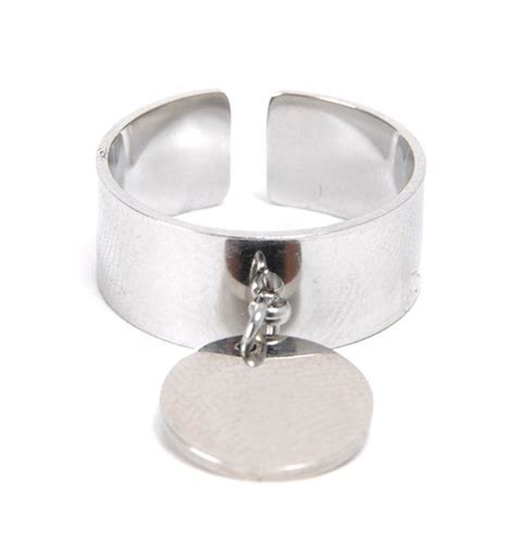 Bague femme argent réglable avec pendentif médaille acier inoxydable