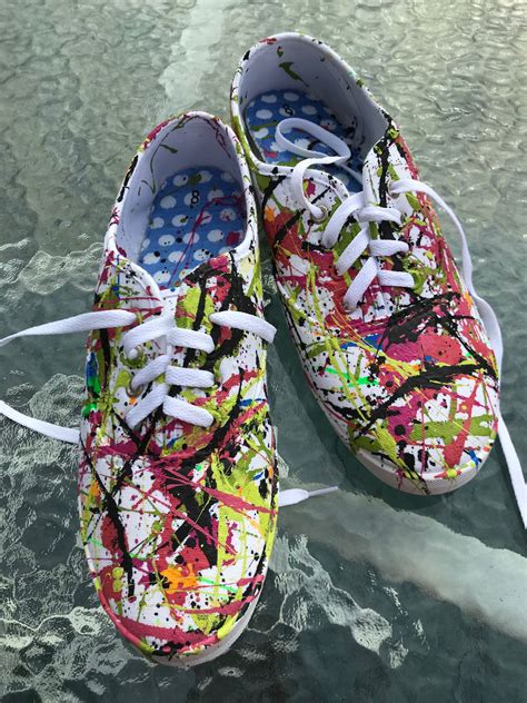 Shoes Splattered With My Favorite Colors Hint Let The Paint Dry A Bit