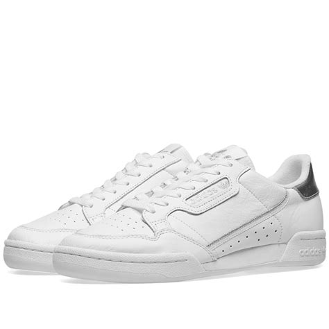 Adidas Continental 80 W White And Silver Metallic End