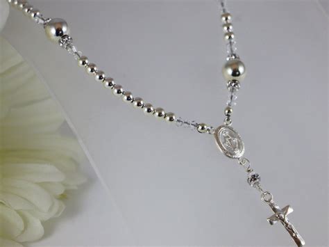 Sterling Silver Catholic Rosary Necklace