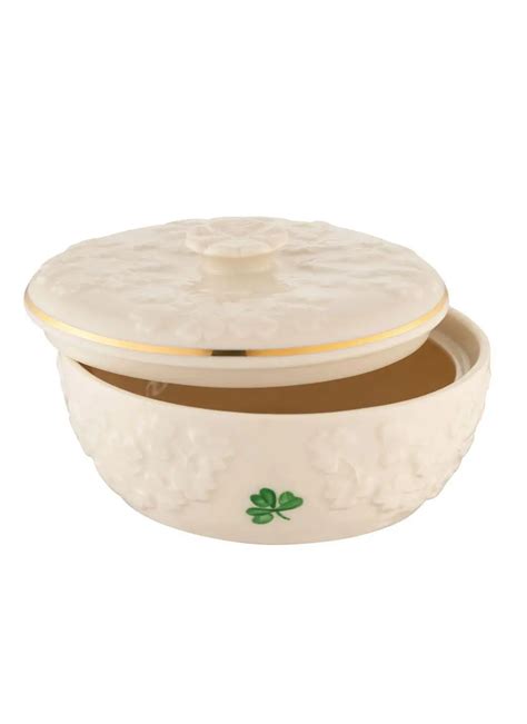 Belleek Fields Of Shamrocks Trinket Box Blarney