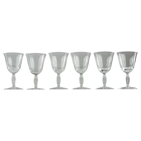 Lalique After René Lalique Six Fontainebleau White Wine Glasses France 1950s For Sale At 1stdibs