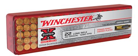 Winchester Super X Lr Gr Power Point Copper Plated Round Box