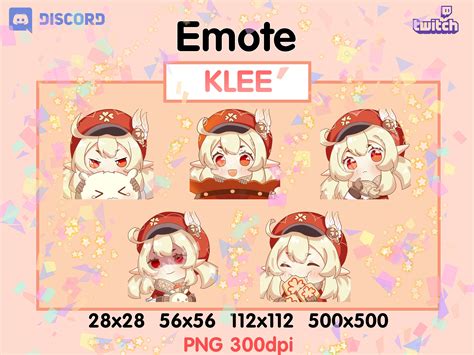 Klee Emote Genshin Impact Pack 1 Twitch Emote Discord Etsy