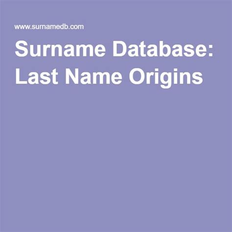 The Words Summae Data Base Last Name Origins In White On A Purple Background