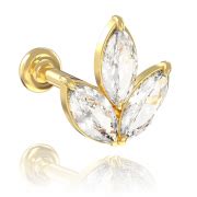 Piercing H Lix Fleur Triple P Tales En Or Carats Avec Cristaux