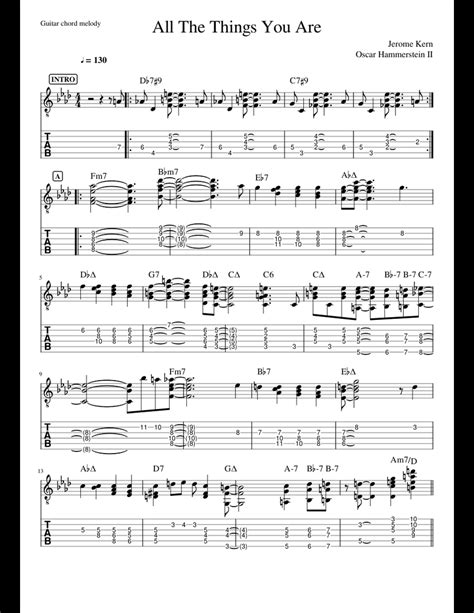 All The Things You Are Guitar Chord Melody Sheet Music For Guitar Bass Download Free In Pdf