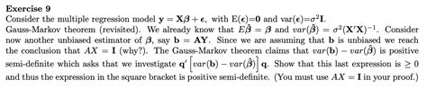 Solved Exercise 9 Consider The Multiple Regression Model Chegg