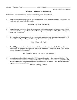 Fillable Online Cw Gas Laws And Stoichiometry Doc Fax Email