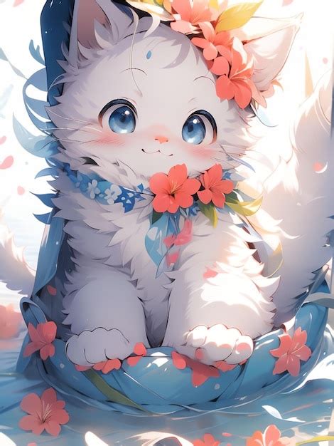 Premium Photo Cute Cat Anime Art Styles