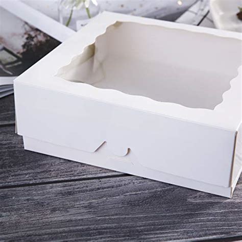 ONE MORE 10inch White Natural Kraft Bakery Pie Boxes With PVC Windows