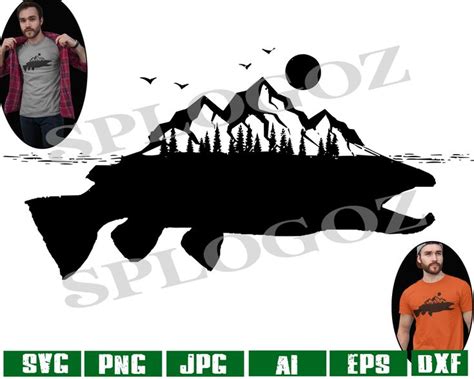 Fish And Moutains Svg Mountains Svg Fly Fishing Svg Mountains And