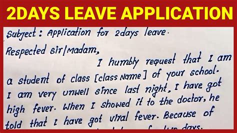 Write 2 Days Leave Application How To Write Two Days Leave