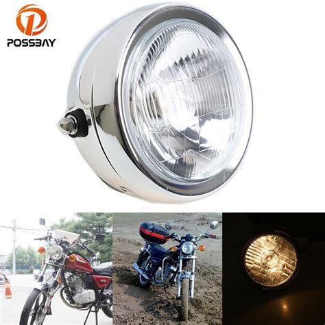 Possbay Chrome Universal Motorcycle Headlight For Suzuki Gn