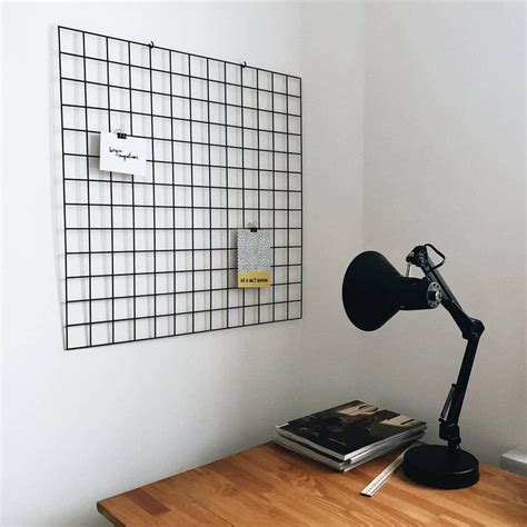 Black Metal Grid Wall Panel Home Office Notice Board Grid Etsy Metal