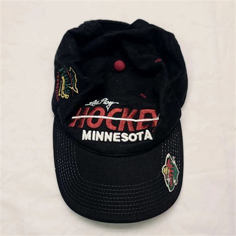 Lets Play Hockey Minnesota Wilds Hat Black Nhl Logo 10000 Rinks