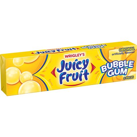 Juicy Fruit Original Bubble Chewing Gum 5 Piece Single Pack Walmart