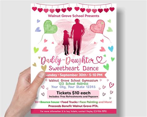 Editable Daddy Daughter Dance Flyer Pto Pta School Flyer Etsy