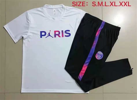 2021 2022 Jordan Paris Sg White Short Sleeved Thailand Soccer Tracksuit Uniform 815