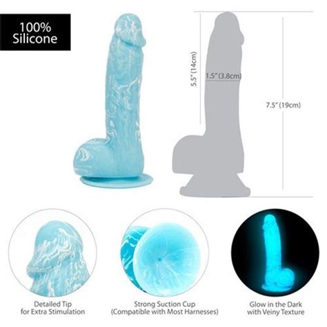 Addiction Luke 75 Realistic Dildo With Balls Blue Glow In The Dark Sex Toys At Adult Empire