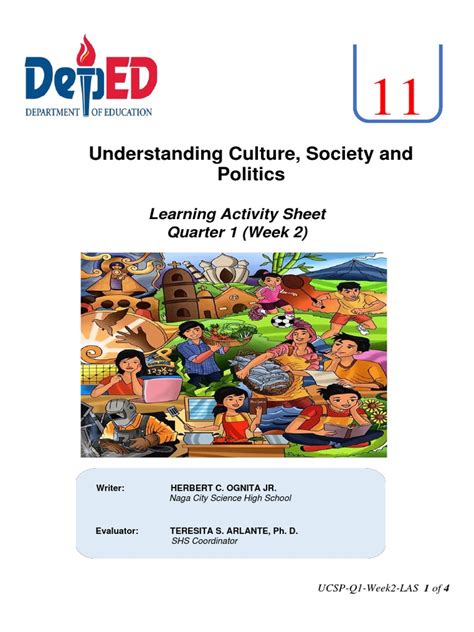 Understanding Culture Society And Politics Learning Activity Sheet Quarter 1 Week 2 Pdf