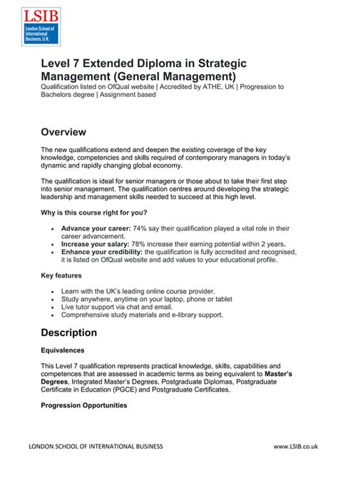 Level 7 Extended Diploma In Strategic Management General Management PDF