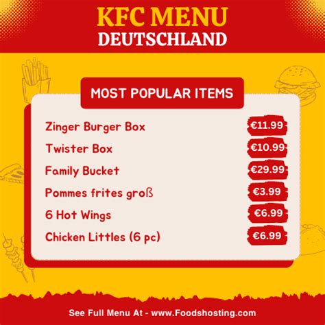 Kfc Speisekarte Deutschland Kfc Preise November