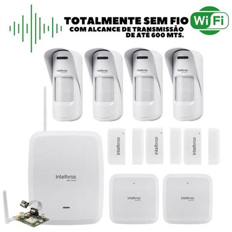 Kit Alarme Wifi Amt 8000 Sensores Externos E Magnéticos INTELBRAS