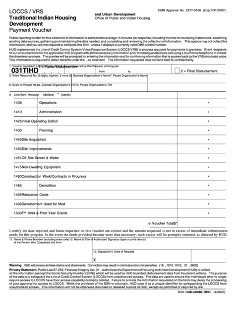 Fillable Form Hud Tihd Traditional Indian Housing Development