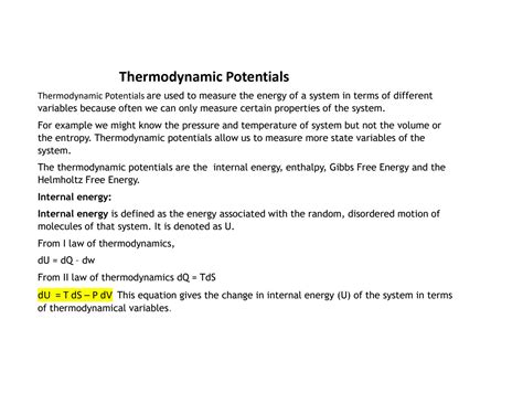 SOLUTION Thermodynamic Potentials Maxwell S Relations Applications