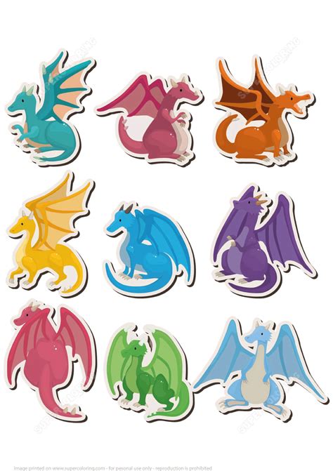 Printable Dragon Stickers | Free Printable Papercraft Templates