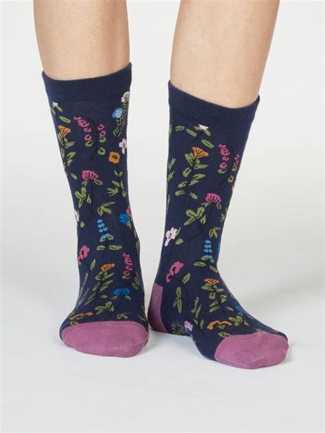 Chaussettes Cologiques En Bambou Motif Fleurs