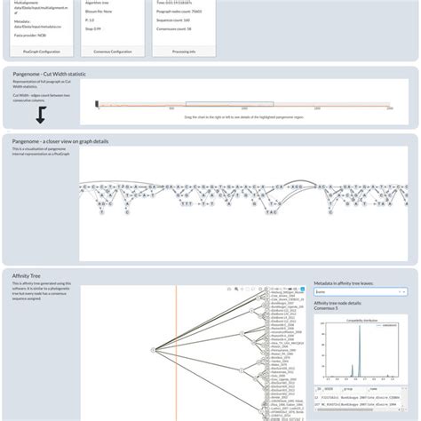 Pan-genome visualization in PangTreeVis. Consecutive panels present ...