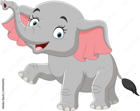 Cartoon happy elephant on white background Stock Vector | Adobe Stock