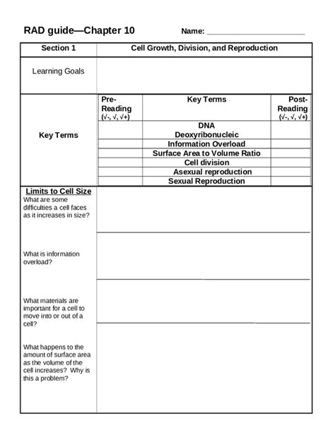 K Mr 837zip 101 Cell Growth Division And Reproduction Answer Key On K Doc Template