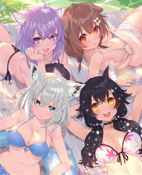 Shirakami Fubuki Nekomata Okayu Inugami Korone And Ookami Mio